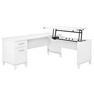 Bush Furniture Somerset 72W Sit to Stand L Shaped Desk - White