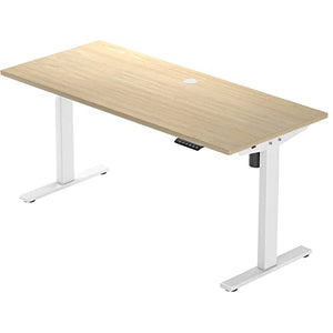 Progressive Desk Small Standing Desk 42x30, Electric Adjustable Height Stand up Home Office desks - Light Ash/White Frame