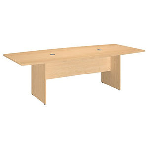 Bush Business Furniture 96W x 42D Boat Shaped Conference Table with Wood Base in Natural Maple