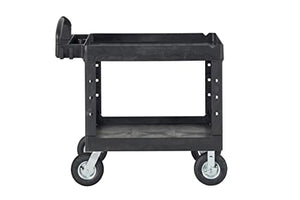 Rubbermaid Commercial Products 2-Shelf Utility Cart, Medium, Pneumatic Casters, 500 lbs. Capacity