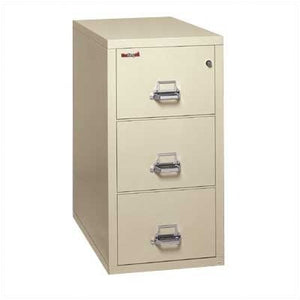 FireKing Fireproof 3-Drawer Vertical Legal File Cabinet - Parchment Finish, Manipulation-Proof Comb. Lock