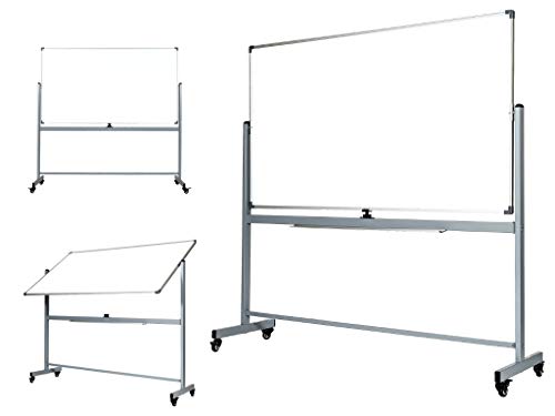 OfficeGenius Large Mobile 68x38 Magnetic White Board on Wheels with Stand, Double Sided Portable Dry Erase Whiteboard w/Quick Flip Reversible Easel - Updated for 2020