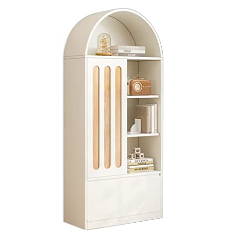 Arched Bookcase with Drawers and Display Cabinet
