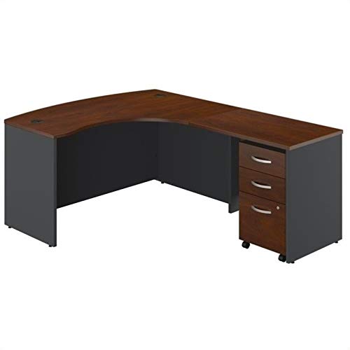 Bush Business Series C 3-Piece Right-Hand Bow Front Desk Set in Hansen Cherry