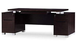 Ford Executive Modern Desk with Filing Cabinets - Dark Wood Finish