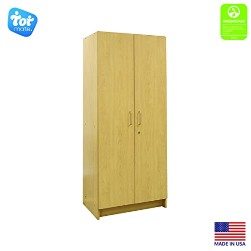 Tot Mate 30'' Wide 4 Compartment Teacher Storage Double-Door Tall Cabinet (Maple)