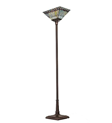 Meyda Lighting 70" High Tiffany Jeweled Peacock Torchiere