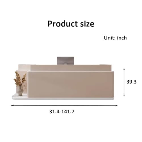 KAGUYASU Modern Reception Desk Counter Hutch with Lockable Drawer and Filing Cabinet