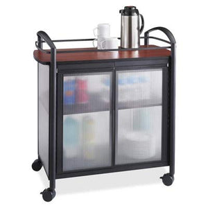 SAFCO Products 8966BL Impromptu Refreshment Cart, One-Shelf, 34w x 21-1/4d x 36-1/2h, Cherry/Black