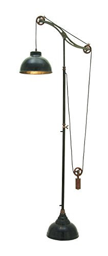 Deco 79 24515 Aluminum pulley adjustable Industrial floor lamp,  77 inch