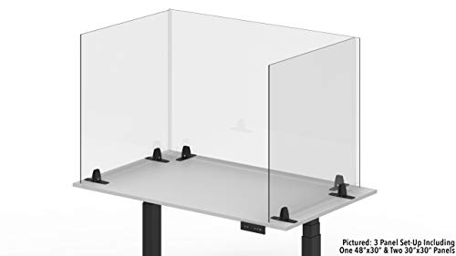Stand Steady Clear Desktop Panel | Freestanding Protective Acrylic Shield & Sneeze Guard |Portable Desk Divider for Desks & Tabletops | for Offices, Schools, Libraries & More (48 x 30)