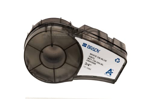 Brady M21-750-595-BL, 142794 0.75" x21' Blue BMP21 Series Indoor/Outdoor Vinyl Label, Pack of 6 Cartridges