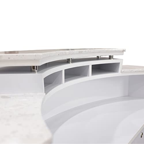 MAYAKOBA NAPA Reception Desk Curve Table with Marble Top - Luxe White/Silver Accents