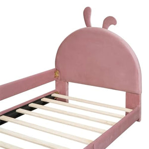 None Twin Size Daybed with Rabbit Ear Shaped Headboard, Upholstered, Sturdy Frame - Little Bedroom