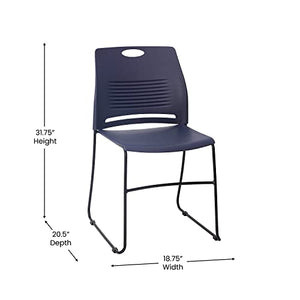 Flash Furniture HERCULES Series Set of 5 Commercial Stack Chair - 660 lb. Capacity - Navy Perforated Back