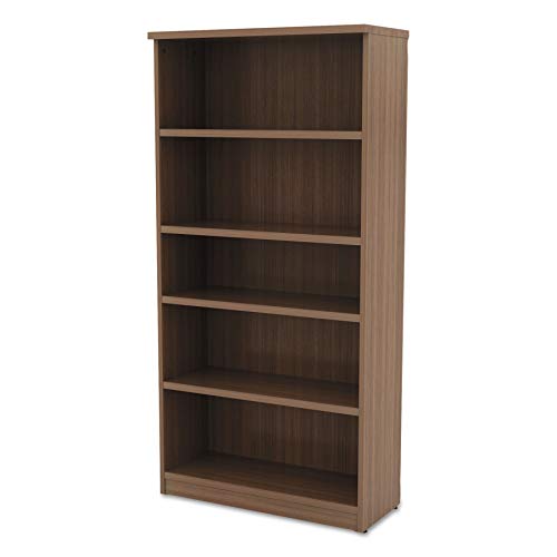 Alera VA636632WA Alera Valencia Series Bookcase, Five-Shelf, 31 3/4w x 14d x 65h, Modern Walnut