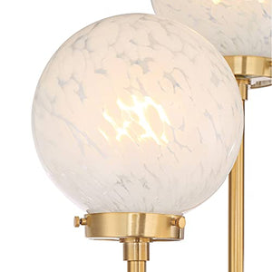 Possini Euro Design Candida Mid-Century Modern Floor Standing Lamp 4-Light LED 74" Tall Warm Gold Metal White Glass Globe Shade