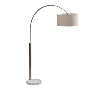 INK+IVY FPF21-0365 Manhattan Arc Floor Lamp-Modern Luxe Accent Furniture Décor Living Room Metal Post with Hanging Light Uplight, Round Shades,Marble Base, 77" Tall, Silver