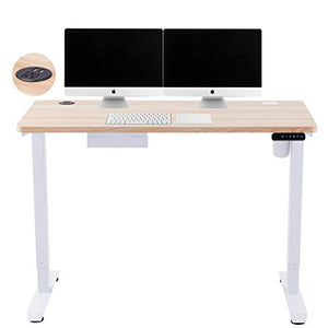 CO-Z Height Adjustable Computer Desk with USB Charging Station | 48x24 inch Motorized Sitting and Standing Desk for Home Office More | Electric Sit Stand Gaming Desk with Cable Management, White