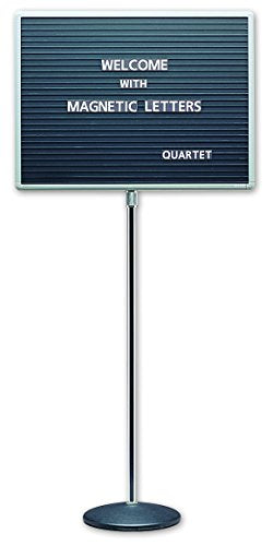 Quartet Adjustable Single Pedestal Letter Boards, 2 x 1.5 Feet, Magnetic, Black (7921M)