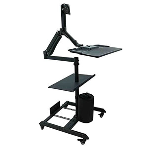 ASUMUI Rolling Laptop Workstation Stand Desk with Keyboard Tray, Adjustable Height