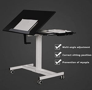 hsmag Mobile Standing Desk, Height Adjustable Tiltable Laptop Table