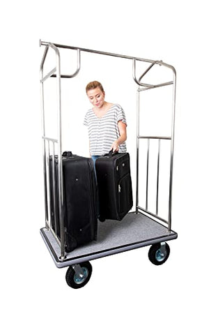 Wholesale Hotel Products Bellman's Cart - Stainless Steel Finish - Gray Carpet - 800 lbs. Capacity