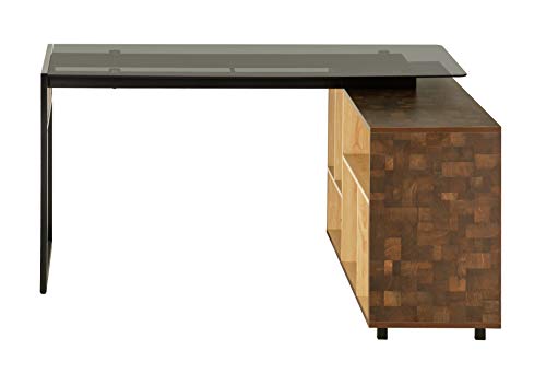Techni Mobili L-Shape Corner Desk with Multiple Storage, Oak