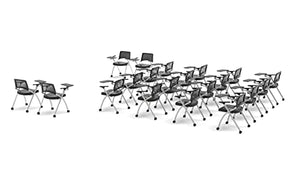 TEAMtime 20 Person Flip Table Student Chair Set - Model 2058, Black Color, Foldable and Nestable