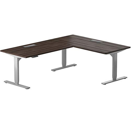 PROGRESSIVE AUTOMATIONS L Shaped desks 90"" x60, Electric Large Standing Corner Height Adjustable Office Computer Desk - Corner Desk, Dark Walnut