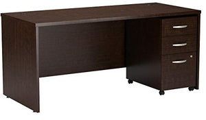 Bush Business Furniture Series C 66W x 30D Office Desk with Mobile File Cabinet in Mocha Cherry