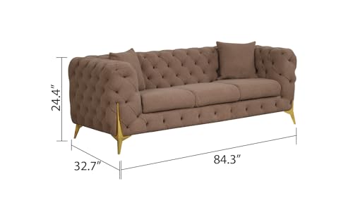 Generic Modern Buckle Fabric Living Room Set - Brown Wood (2Pc Contempo)