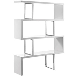 Modern Contemporary Urban Living Lounge Room Bookcase Bookshelf Shelf Rack Stand, White, Wood Metal