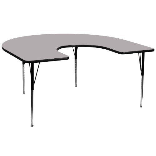 Flash Furniture 60''W x 66''L Horseshoe Grey Thermal Laminate Activity Table - Standard Height Adjustable Legs