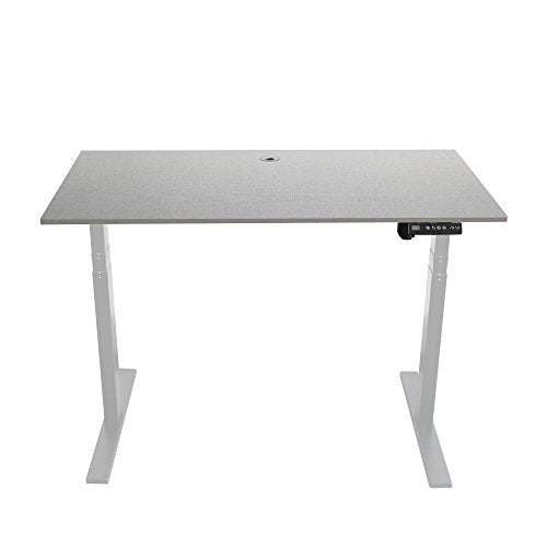 Caesar Hardware A3-52A Ergonomic 52-in 3 Memory Buttons LED Electric Automatic Height Adjustable Sit to Stand Work Office Desk with White Legs, Off White Maple