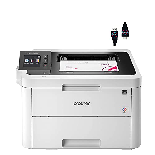 Brother Premium HL L32 Series Compact Digital Color Laser Printer I Mobile Printing I NFC I Auto 2-Sided Printing I 2.7" Color Touchscreen I 25 PPM I Up to 250-Sheet Tray Capacity + Delca HDMI Cable