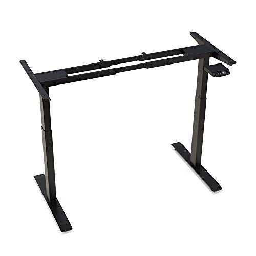 Hi5 L-Shaped (55"x33") Electric Height Adjustable Right Handed Standing Desk for Home Office Workstation (Black Frame, Walnut Top)