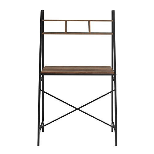 Walker Edison Industrial Wood and Metal X-Back Ladder Desk Home Office Workstation 56 Inch, Rustic Oak