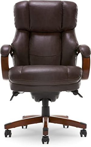 La-Z-Boy Fairmont Big and Tall Executive Office Chair with Memory Foam Cushions, High-Back, Bonded Leather - Biscuit Brown
