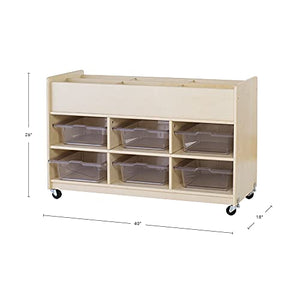 Guidecraft Book Top and Bin Storage Unit - Heavy Duty Rolling Book Display and Kids Toys Storage Cart, Classroom Furniture