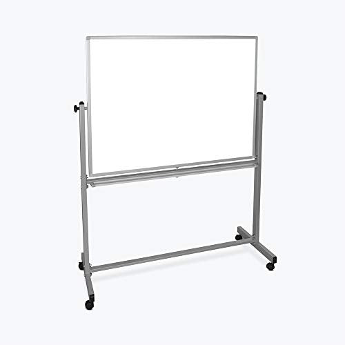Luxor Mobile 48"W x 36"H Dry Erase Double-Sided Magnetic Whiteboard with Aluminum Frame and Stand - Perfect for School, Classroom, Conference and Presentation