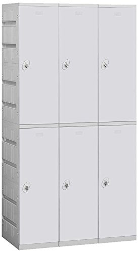 Salsbury Industries 92368GY-U Unassembled Double Tier 38.25-Inch Wide 738.25-Inch High 18-Inch Deep Plastic Locker, Gray