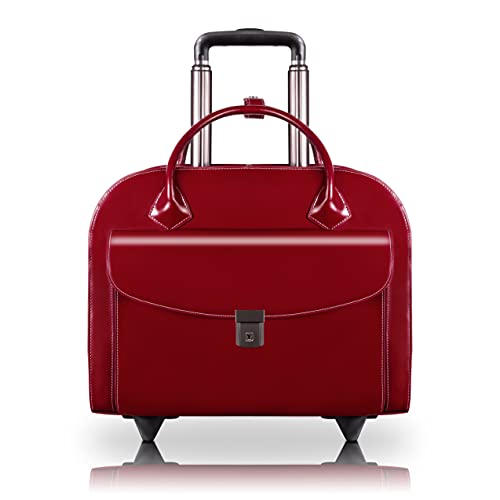 McKlein, L Series, Granville, Top Grain Cowhide Leather, 15" Leather Wheeled Ladies' Laptop Briefcase, Red (96146A)