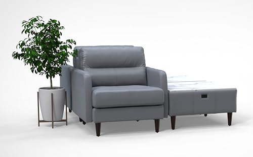 BREAKtime 2 Person Reception Lounge Chairs Set with Charging Tables - Graphite Gray Leather Model 8134