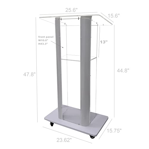 FixtureDisplays Clear Acrylic Plexiglass Podium with Curved Steel Sides - 14310-NF