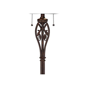 Robert Louis Tiffany Victorian Tiffany Style Floor Standing Lamp 60" Tall - Bronze Gold Amber Green Stained Glass