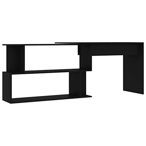 vidaXL Computer Desk, Corner Desk, Simple Style Desk,Workstation Office Desk Writing,Office Study Workstation with Shelves for Home Office, Space-Saving, Easy to Assemble, 78.7"x19.7"x29.9" Chipboard