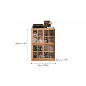 LCARS Solid Wood Floor-to-Ceiling Bookshelf with Sliding Door Cabinet