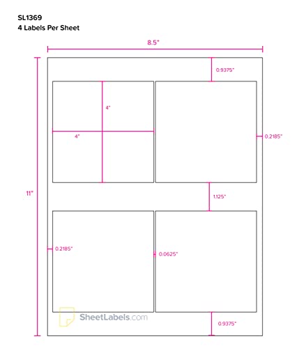 4" x 4" Labels from SheetLabels.com, Laser or Inkjet Printable, Easy to Peel, 8000 Labels - 2000 Sheets