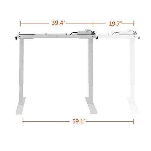 Oneofics Dual Motor Electric Height Adjustable Stand Up Desk Frame Standing Office Workstation Base with Memory Function (White)
